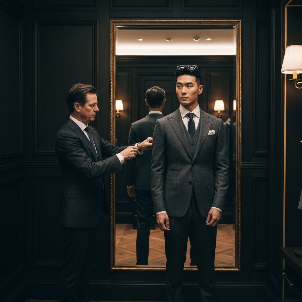 Final bespoke suit fitting in our atelier