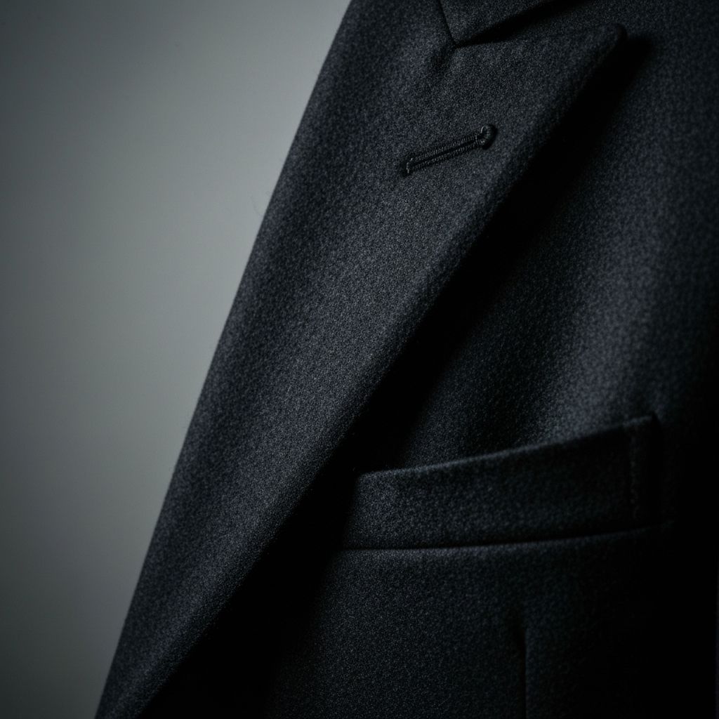 Bespoke suit lapel detail showing pick stitching